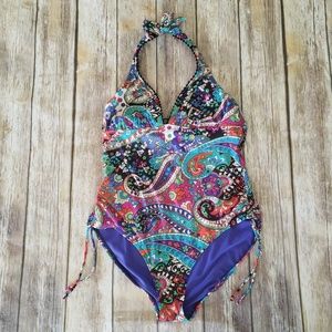 Kenneth Cole Reaction Paisley Halter Swimsuit